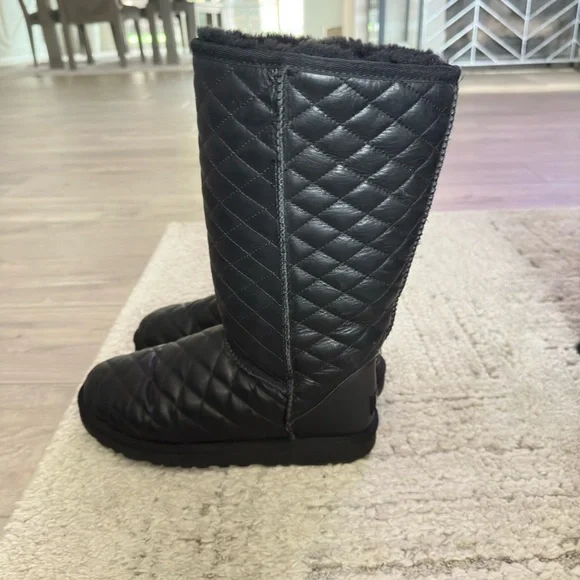 UGG | Shoes | Ugg Black Tall Quilted Winter Boots | Poshmark display picture 3